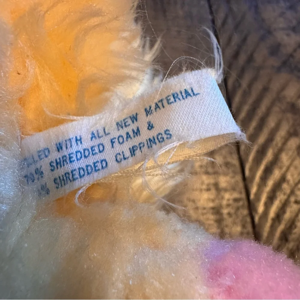 Vintage Happy Hoppy Yellow Rabbit Plush Vinyl Face MTY‎ International Pink Ears